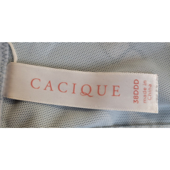 Cacique Underwire Balconette Bra Blue Leaf Full Figure Lightly Lined Size 38DDD - Picture 2 of 10